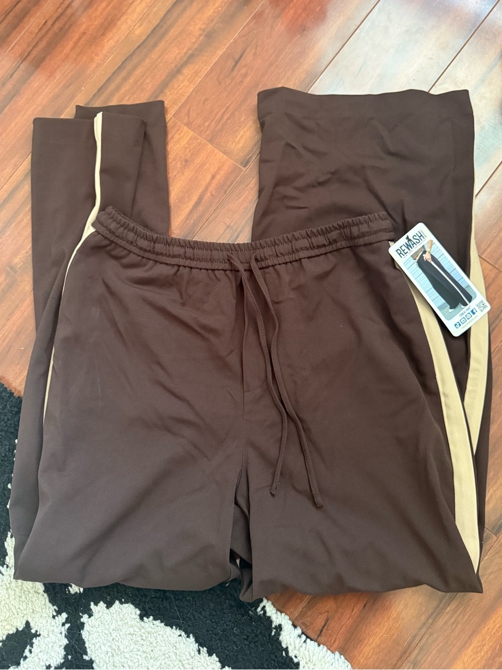 Rewash Brown Track Pants with Tan Side Stripe